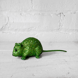 Small Green Glitter Mouse