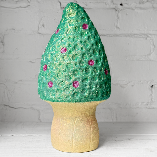 Glitter Morel Mushroom in Mink with Few Pink Dots