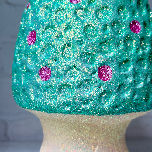 Glitter Morel Mushroom in Mink with Few Pink Dots