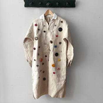 Custom 19th-century Linen Night Shirt with Vintage Buttons (#7)