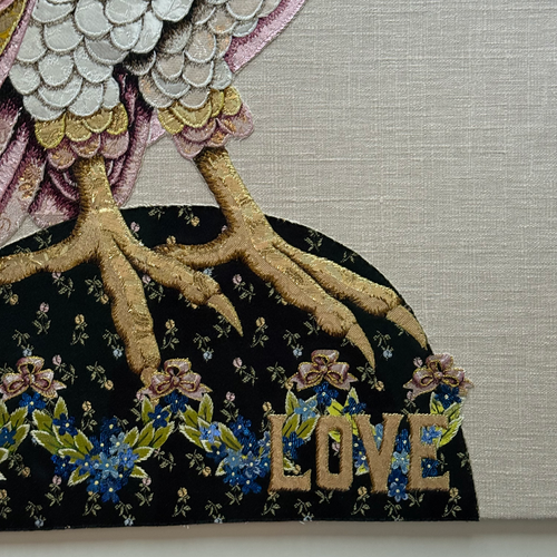 "Love & Hope" Pair of Hand Embroidered Owls by Zara Merrick