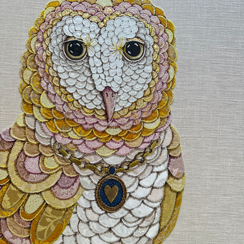 "Love & Hope" Pair of Hand Embroidered Owls by Zara Merrick