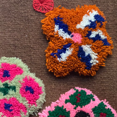 PO! Paris Nathalie Lete Woven & Knotted "Les Petits Fleur" Bag in Marron