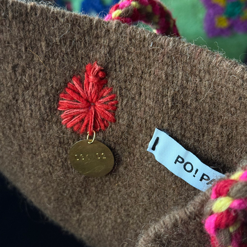 PO! Paris Nathalie Lete Woven & Knotted "Les Petits Fleur" Bag in Marron