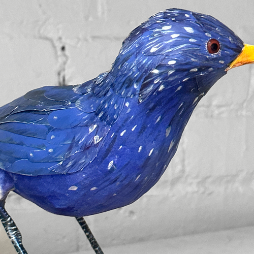 Papier-Mâché Whistling Thrush Bird #46
