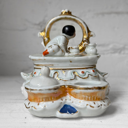 Antique German Porcelain Fairing Trinket Box (#07)