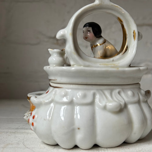 Antique German Porcelain Fairing Trinket Box (#07)
