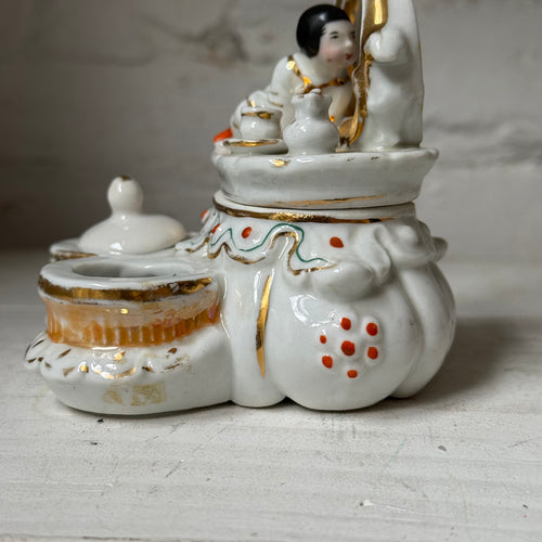 Antique German Porcelain Fairing Trinket Box (#07)