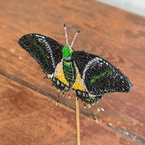 Hand-Beaded Swordtail Butterfly on Stand by Trovelore