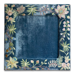 Madame Bovary Silk Velvet Tabletop Square Frame in Riviera Blue (#7)