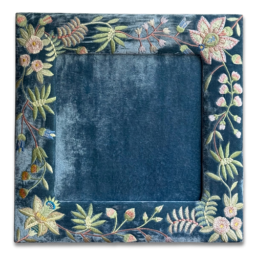 Madame Bovary Silk Velvet Tabletop Square Frame in Riviera Blue (#7)