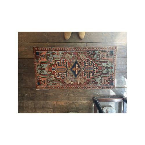 Custom Antique Heriz Rug Ottoman