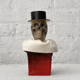 Papier-Mâché Skull Head on Candy Box