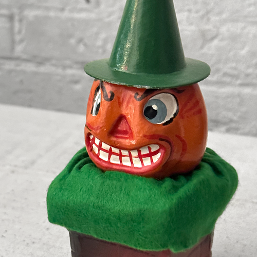 Papier-Mâché Pumpkin Head on Candy Box