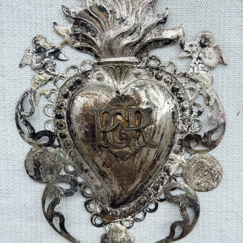 19th-century Italian Ex-Voto Sacred Silver Heart (No. 108)