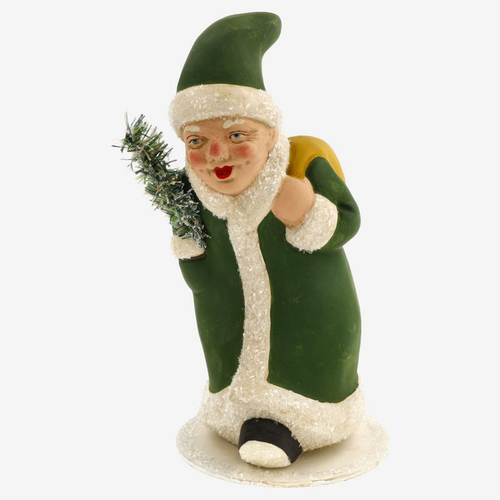 Hurrying Santa Claus Candy Container in Green