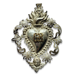 19th-century Italian Ex-Voto Sacred Silver Heart (#8)