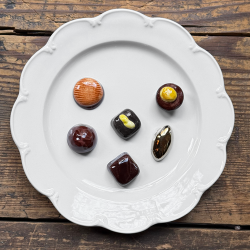 Trompe L'oeil Chocolate Plate with Scalloped Rim