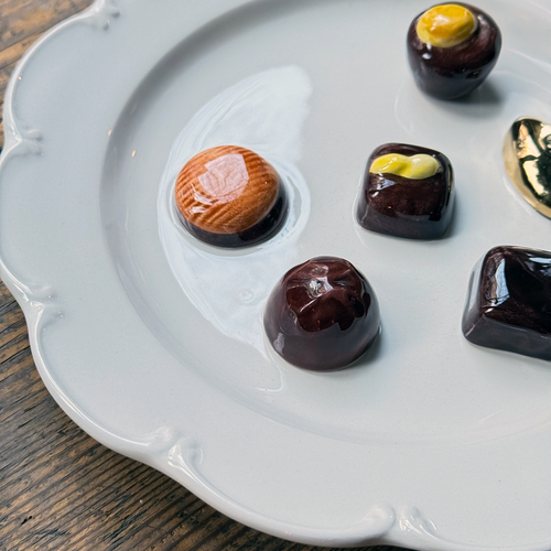 Trompe L'oeil Chocolate Plate with Scalloped Rim