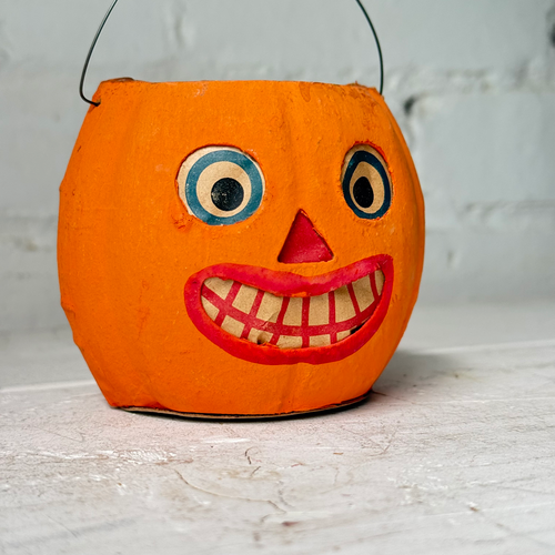 Vintage German Medium Halloween Jack-O'-Lantern Bucket