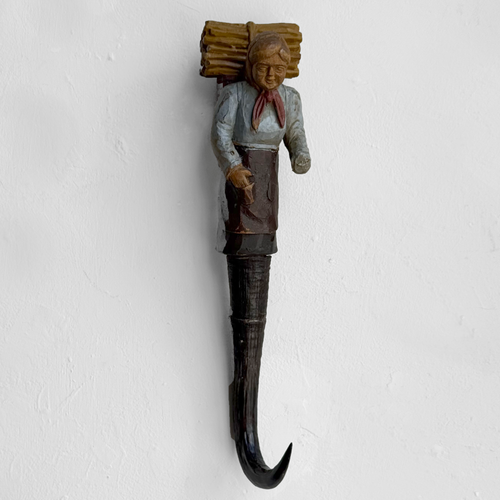 Early 20th-century Carved Alpine Hunter Coat Hook (#4)