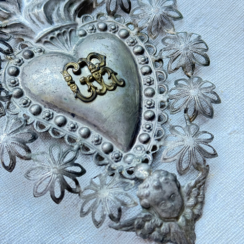 19th-century Italian Ex-Voto Sacred Silver Heart (No. 8-26)