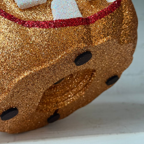 Ino Schaller Glitter Jack-O'-Lantern Pumpkin in Gold with Raised Teeth