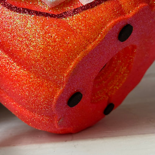 Ino Schaller Glitter Jack-O'-Lantern Pumpkin in Orange with Raised Teeth