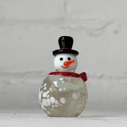 Wide Glass Snowman Figurine