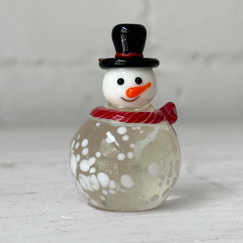 Wide Glass Snowman Figurine