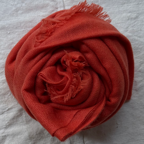 Noble Fibre Cashmere Gauze Scarf in Red "P"