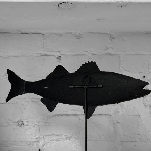 Hand-Beaded Striped Bass on Stand by Trovelore