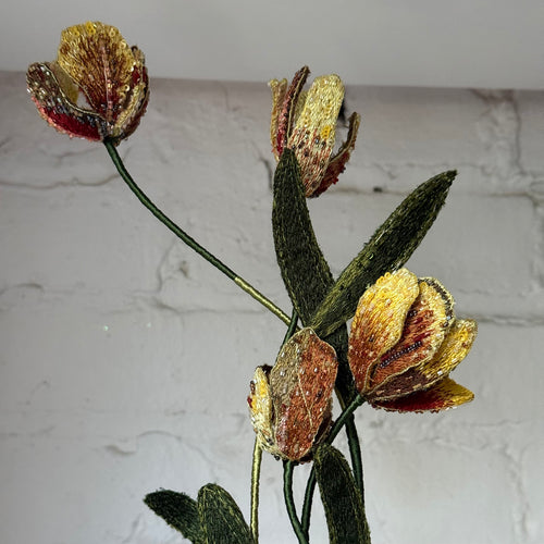 Hand-Beaded Rembrandt Tulips by Trovelore