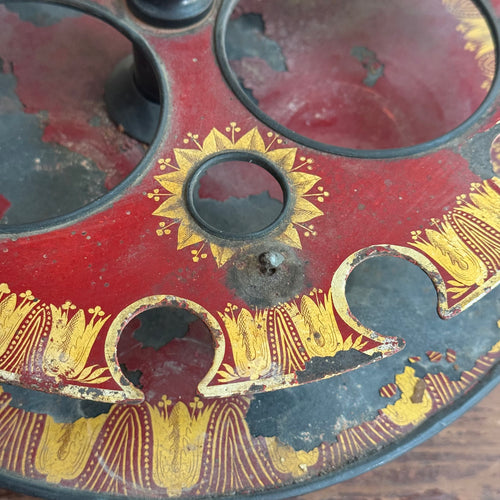 19th-century French Tole Tabletop Caddy Stand