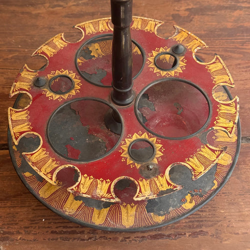 19th-century French Tole Tabletop Caddy Stand
