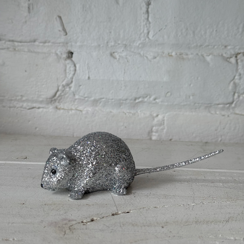 Small Silver Glitter Mouse