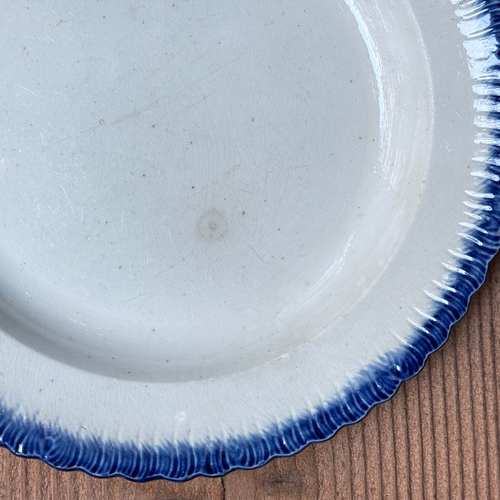 19th-century Blue Feather Edge Ironstone Plate (H)