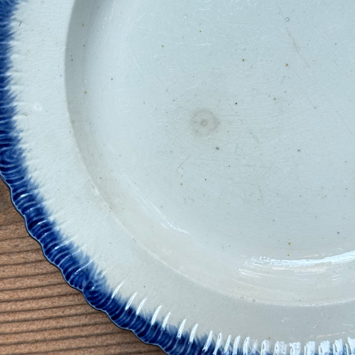19th-century Blue Feather Edge Ironstone Plate (H)