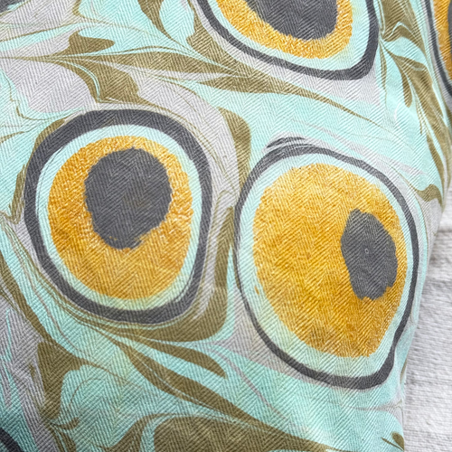 Hand Marbled One-of-a-Kind Pillow (26-04)