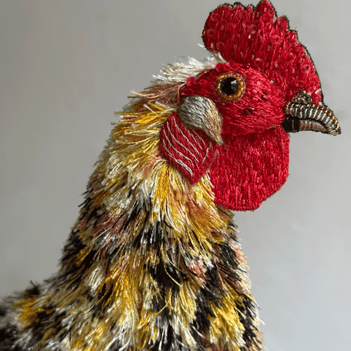 Hand-Beaded Lohman Hen on Stand by Trovelore