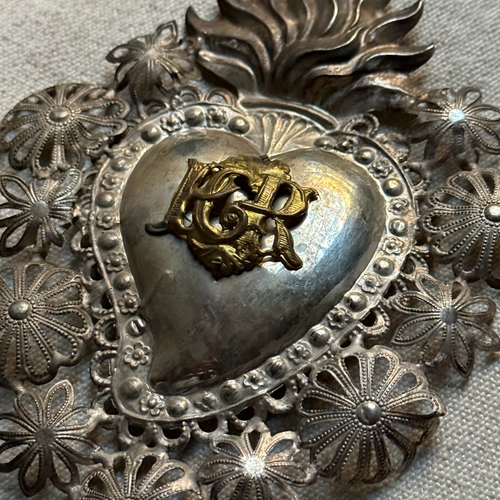 19th Century Italian Ex-Voto Sacred Silver Heart (No. 4)