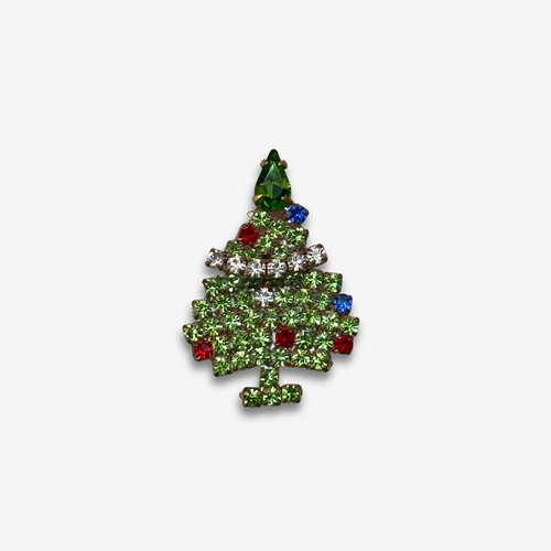 Crystal Light Green Tree Brooch