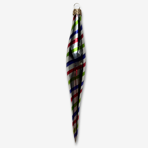 Multicolor Striped Icicle Ornament