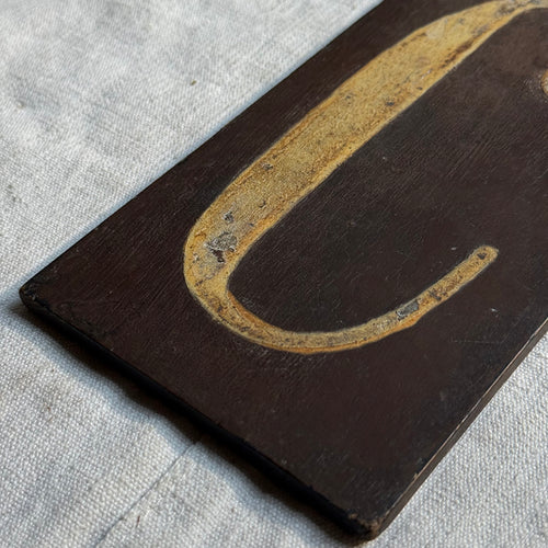 19th-century Hand-Painted Letter "C" Wood Tile
