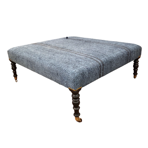 Custom Antique Overdyed Kilim Ottoman