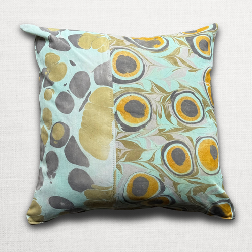 Hand Marbled One-of-a-Kind Pillow (26-04)