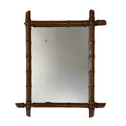 28.25" H Early 20th Century French Faux Bamboo Mirror