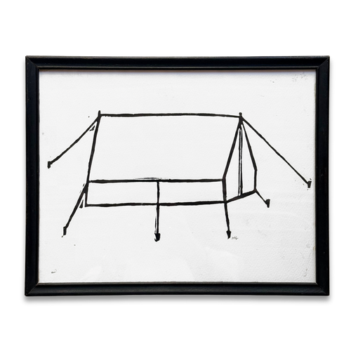 Hugo Guinness "Tent" Linocut in a Vintage Frame