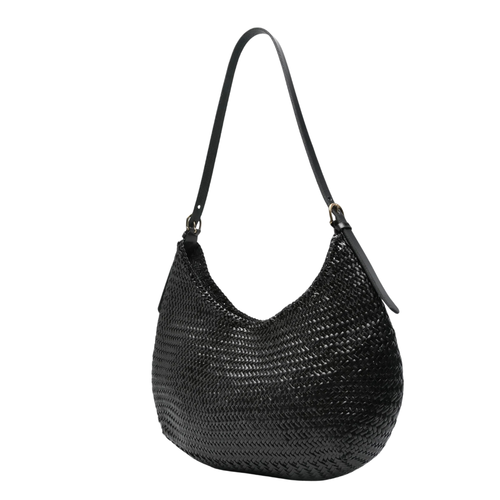 Leather Dragon Diffusion Luna Piena Shoulder Bag in Black