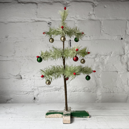 Nostalgic Small Decorated Tree on Stand -- OLD